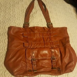 Hype Brown Real Leather Handbag